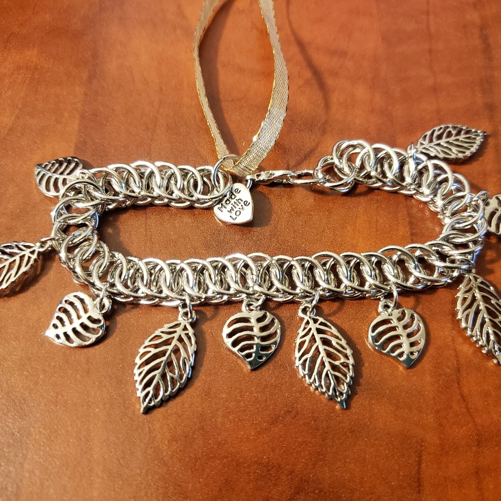 Handmade Leaf Charms 4-in-1 Chainmaille Bracelet